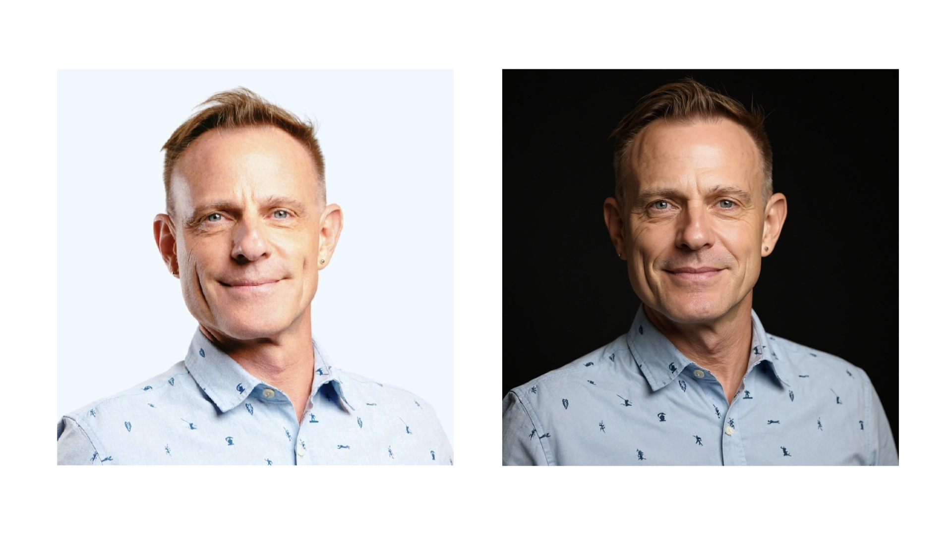 two portraits, one ai generated