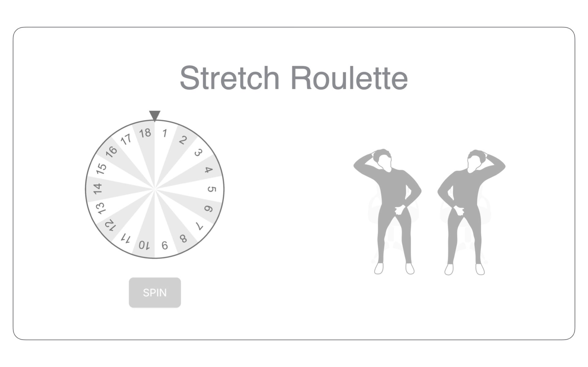 stretch-roulette-arthur-grau stretch roulette app cover showing a spin-wheel random chooser, and a sample stretch sihouette